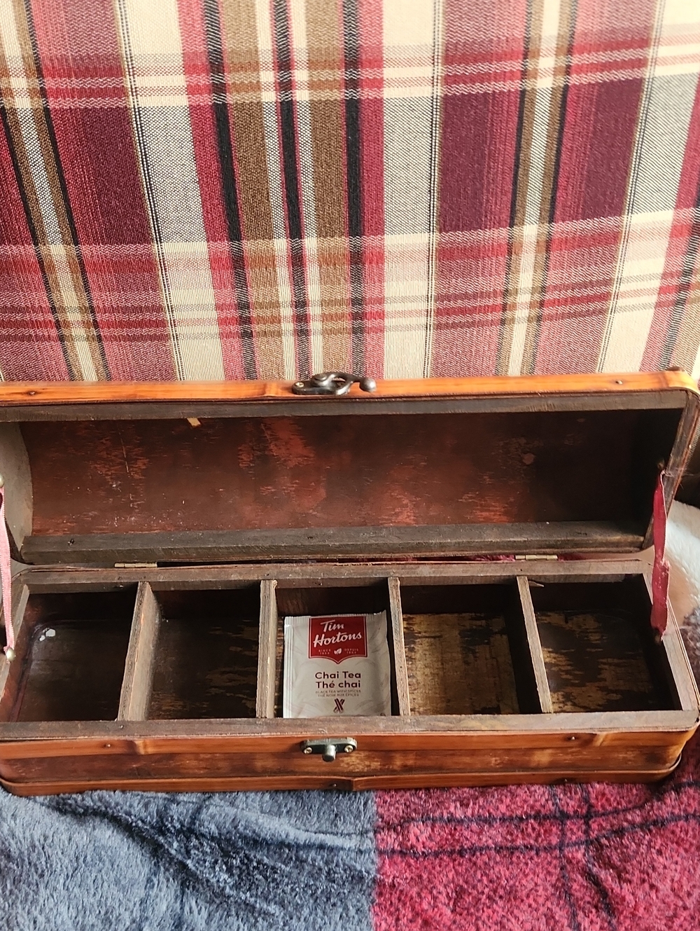 Wooden Tea Chest Organizer - Brown